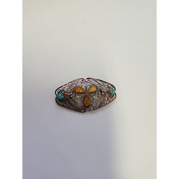 Vintage filigree sterling silver brooch - Picture 1 of 4